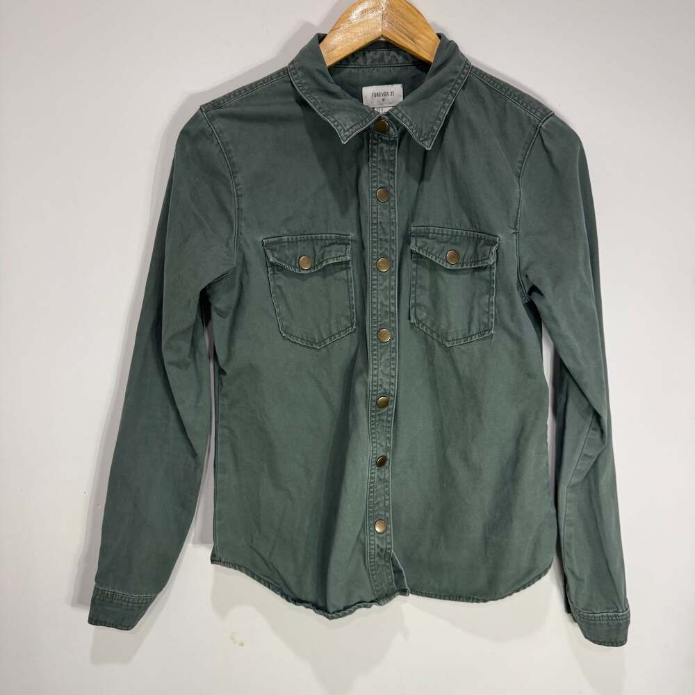 Forever 21 Button-Up Long Sleeve Shirt with Pockets - Women's S